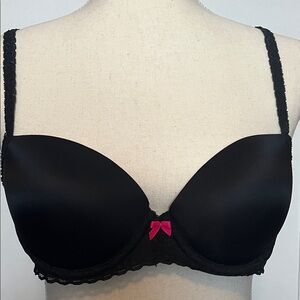 Pink  Victoria Secret Elegant Black Bra with Pink Accent 36B